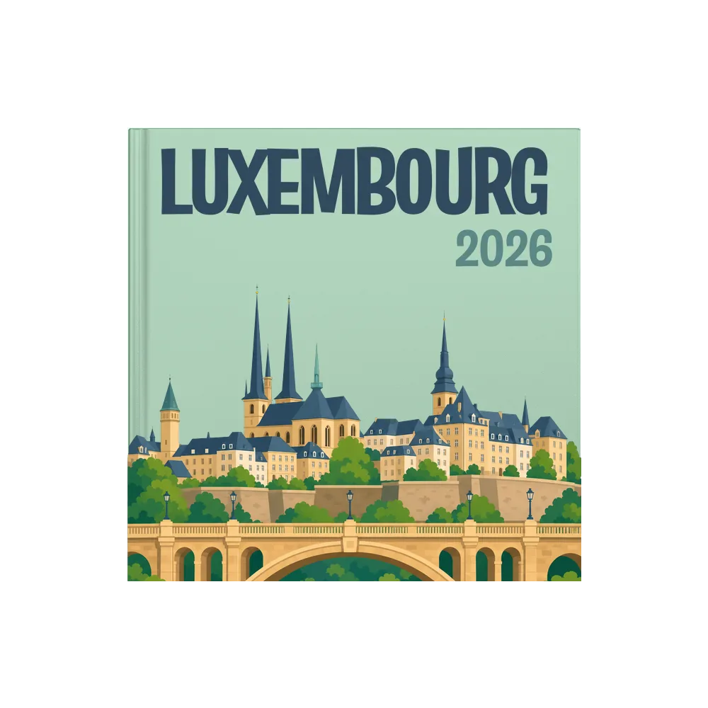A minimalist cover with bold text reading 'Luxembourg 2026' on a light green background.